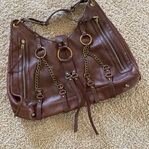 “g series“ Western Brown Leather Hobo bag.